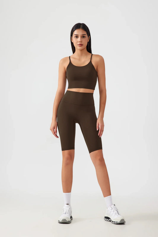 Short de yoga fitness pour le levage des hanches - Marron