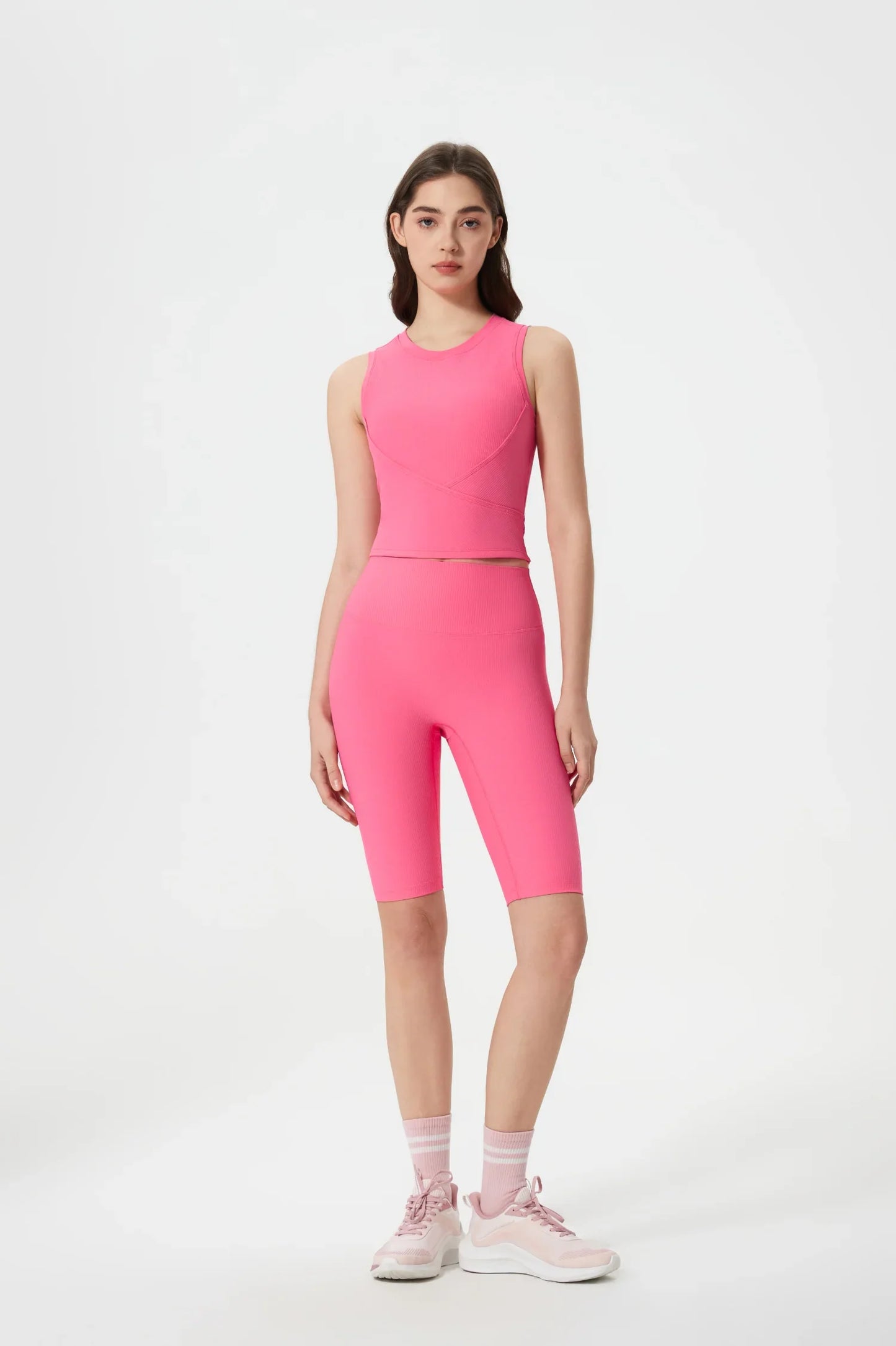 Short de fitness taille haute liftant les fesses - Rose