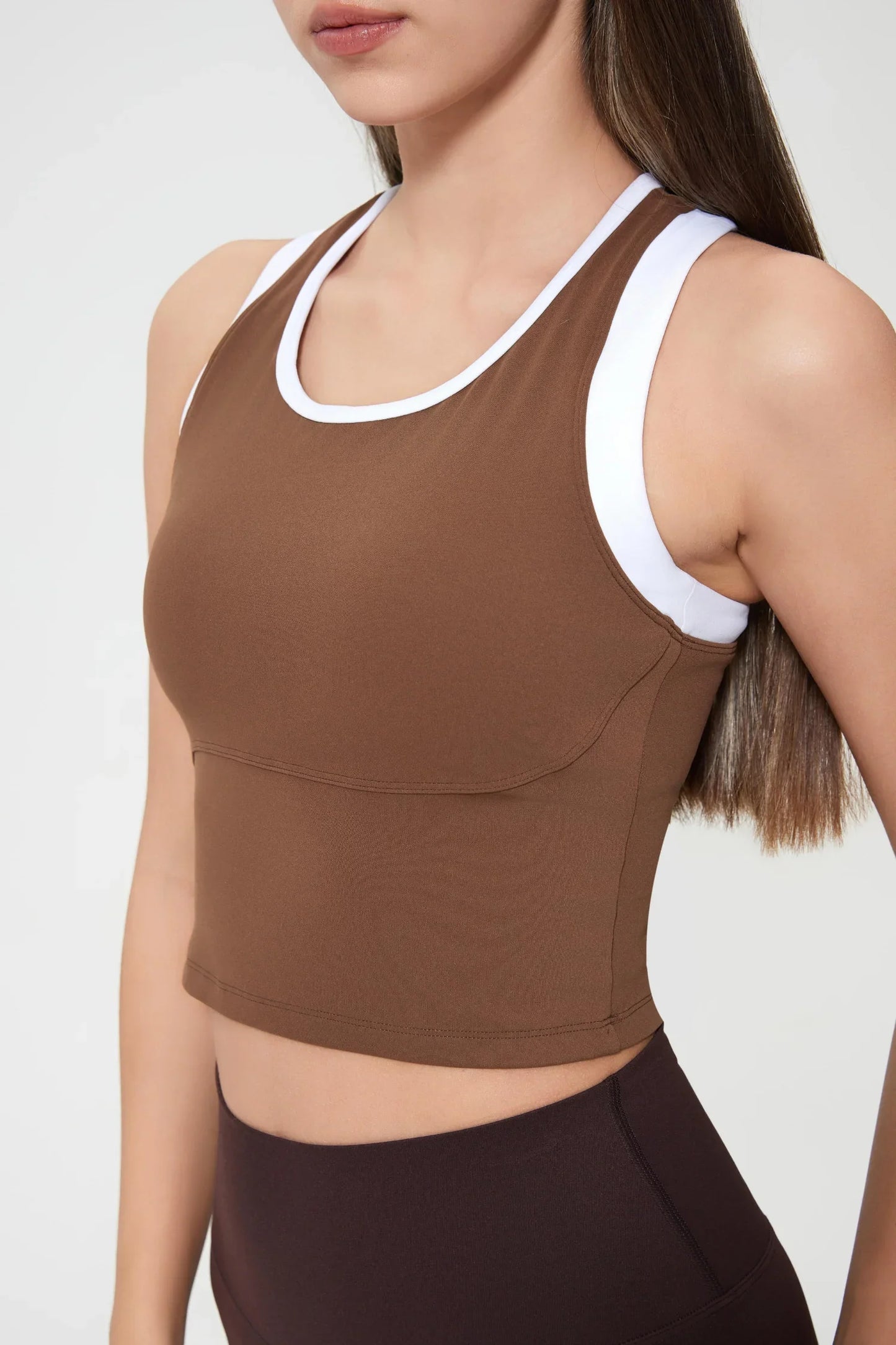 Débardeur de sport court sans coutures - Marron