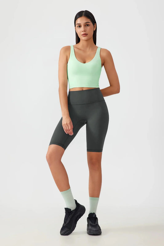 Débardeur de yoga court sans coutures - Vert fluo