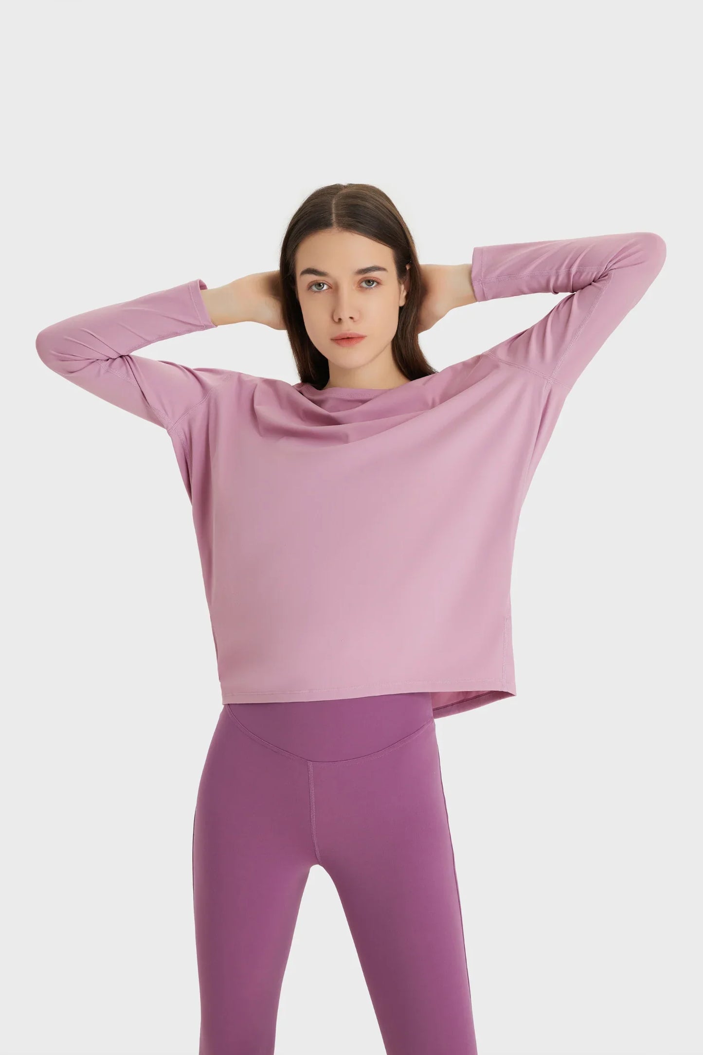 Haut de yoga ample et décontracté à manches longues - Rose