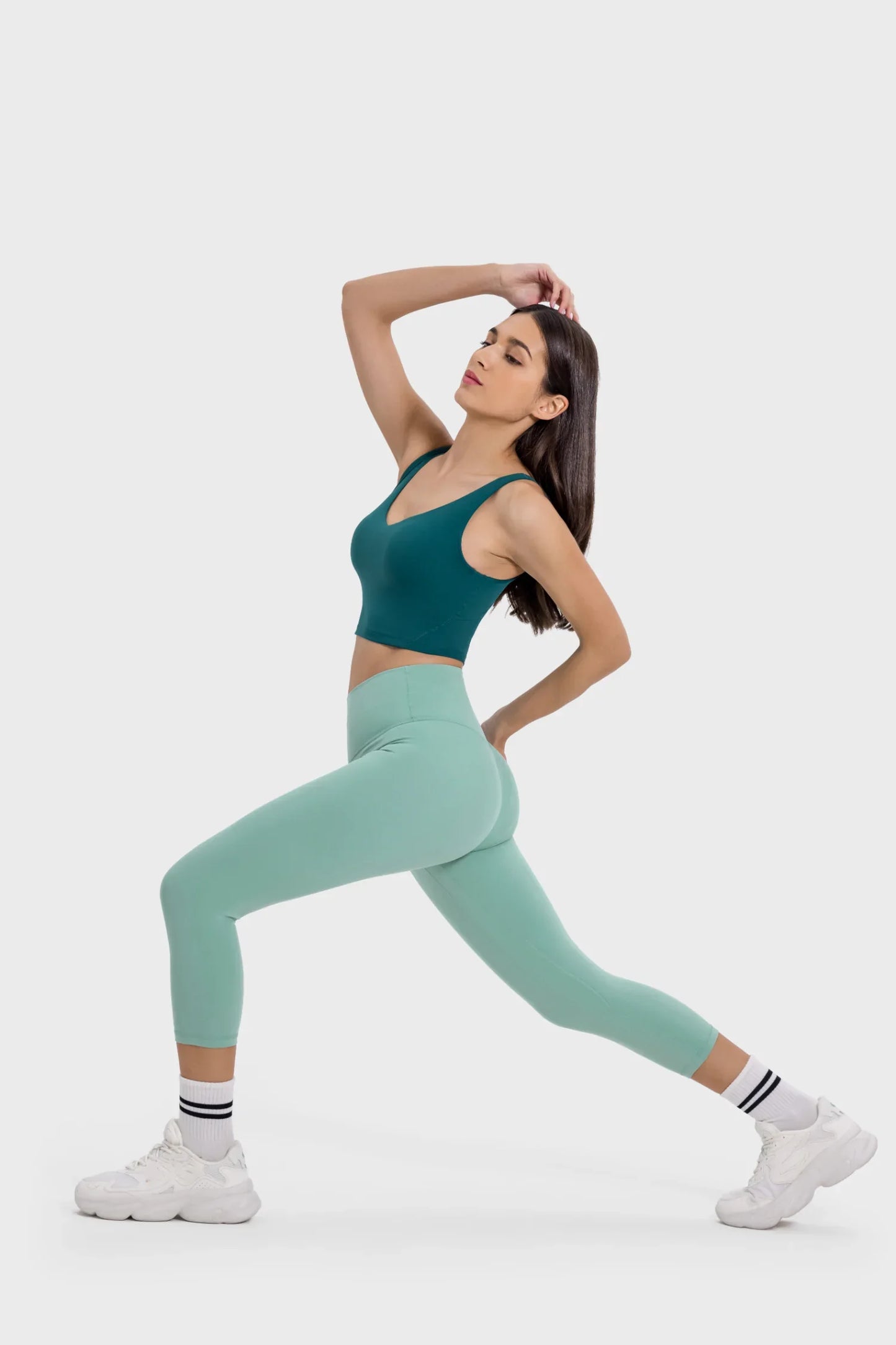 Leggings de fitness courts - Vert mat