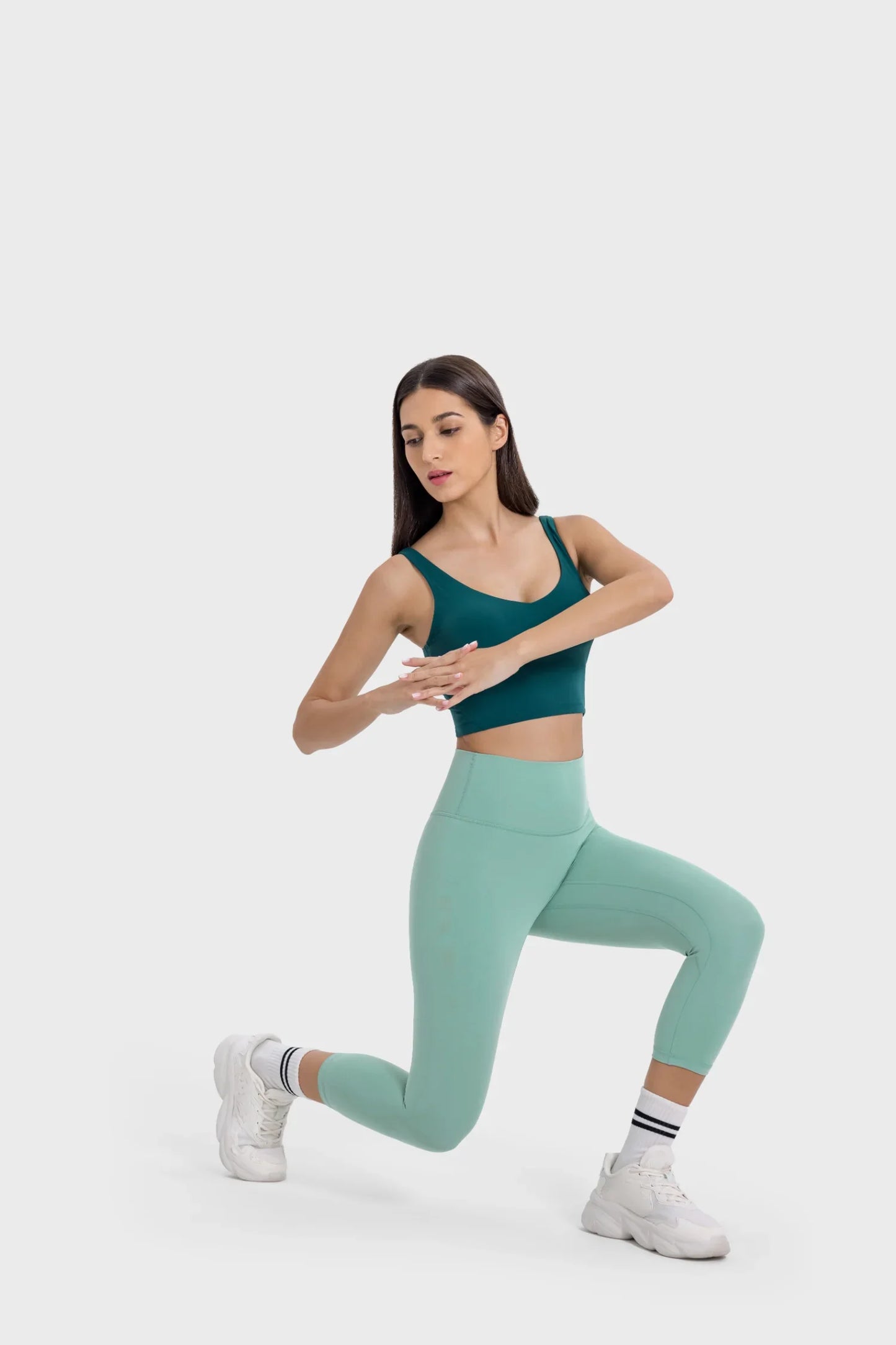 Leggings de fitness courts - Vert mat
