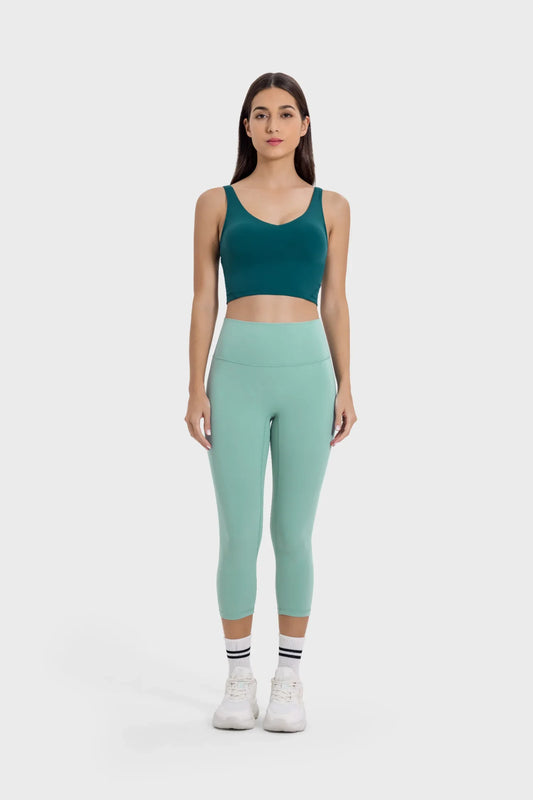 Leggings de fitness courts - Vert mat