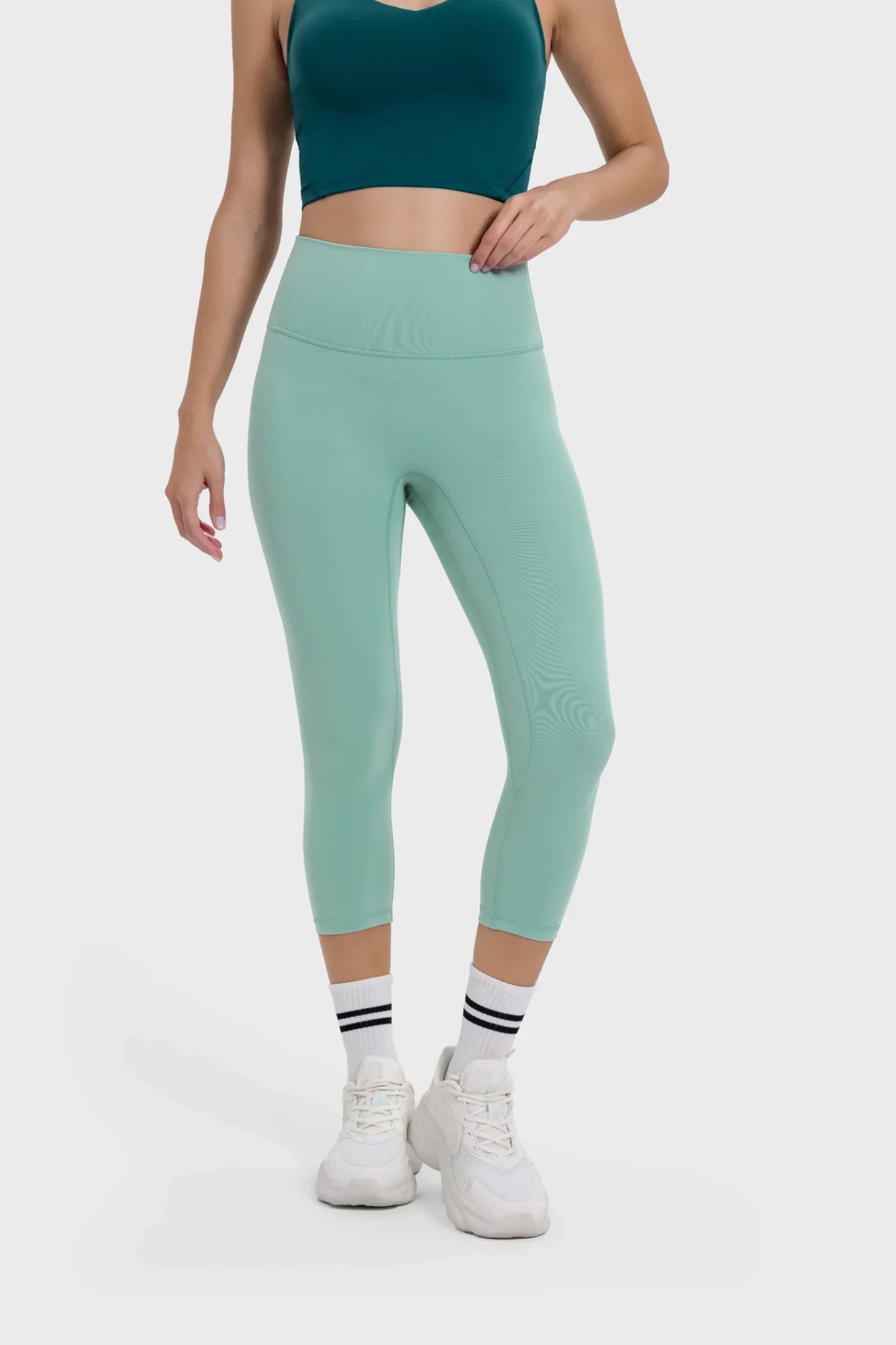 Leggings de fitness courts - Vert mat
