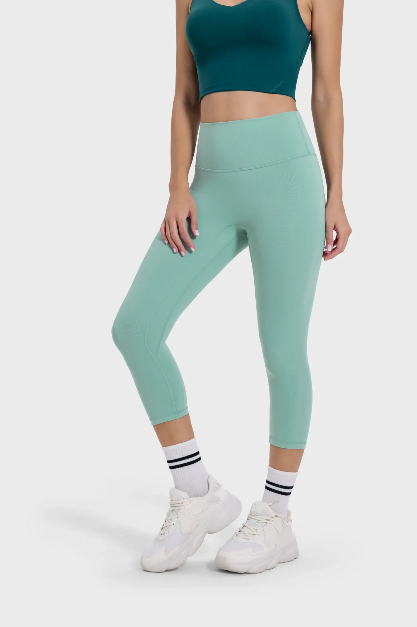 Leggings de fitness courts - Vert mat