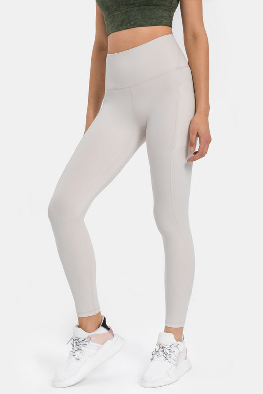 Hoch taillierte Workout-Leggings – Eiweißweiß