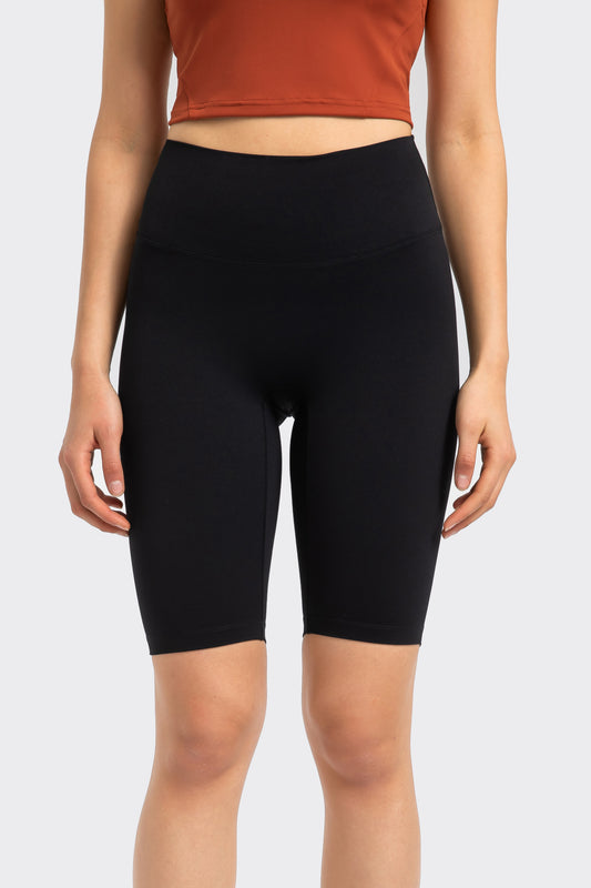 Hip Lifting High Waist Sportshorts-Schwarz