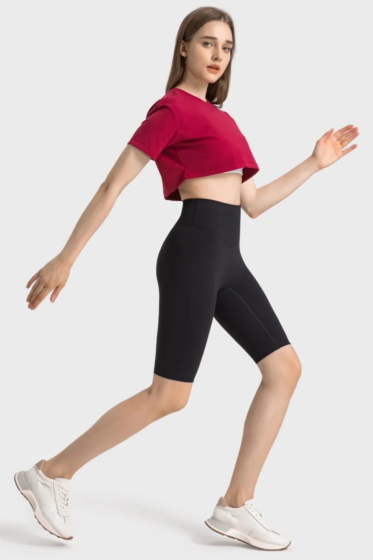 Short de sport taille haute gainant - Noir