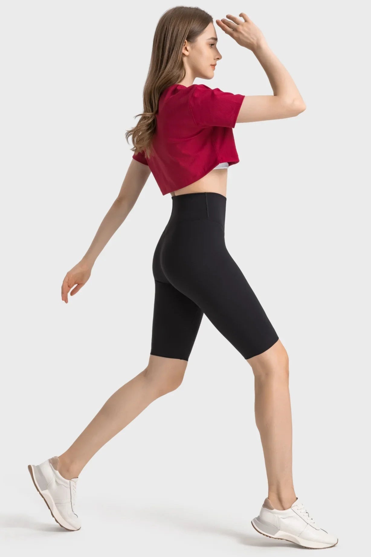 Short de sport taille haute gainant - Noir