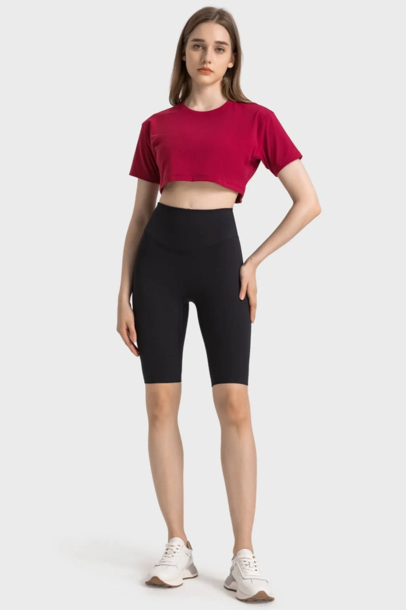 Short de sport taille haute gainant - Noir