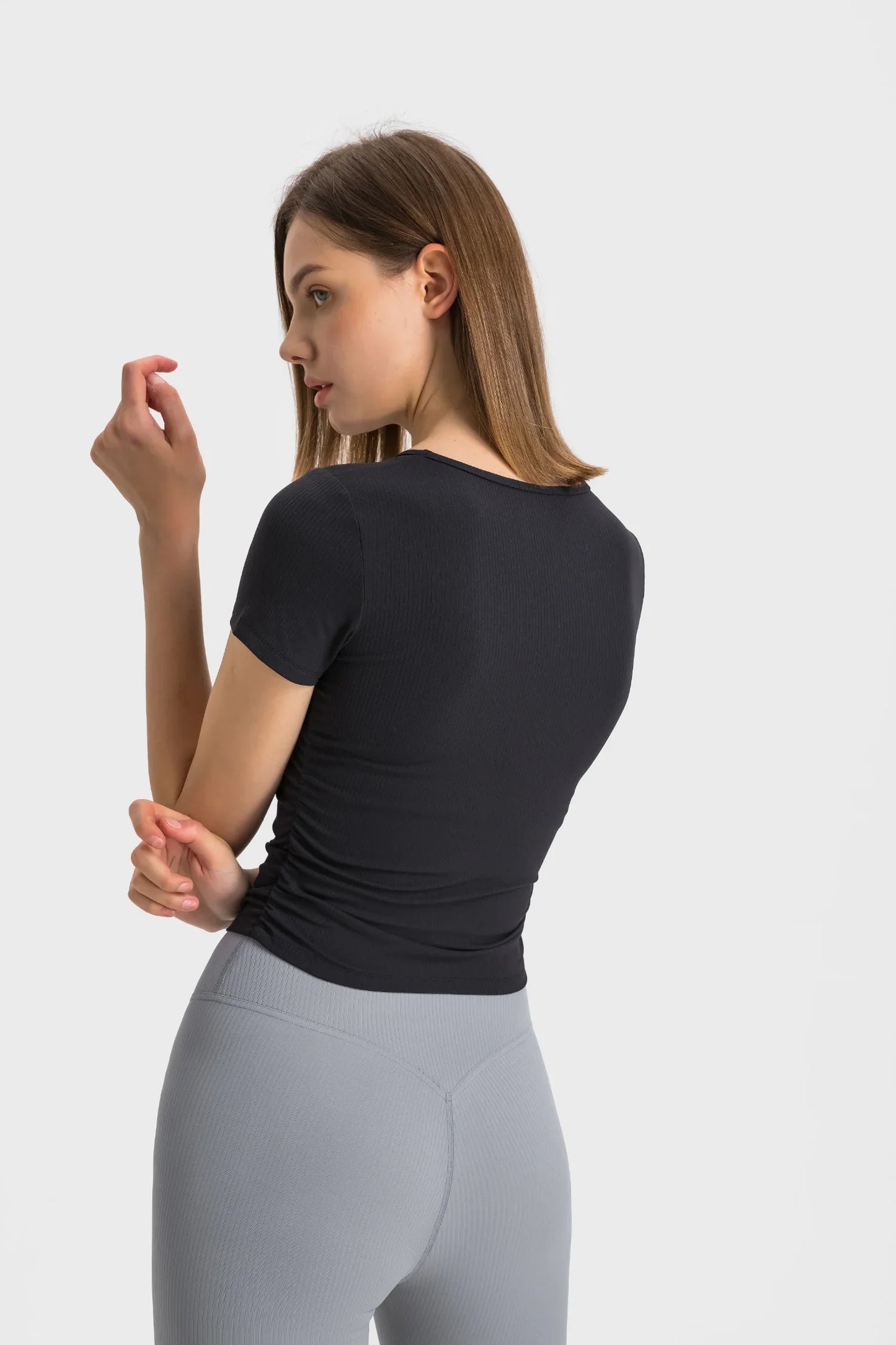 Kurze Sport-Kurzarmshirts - Schwarz