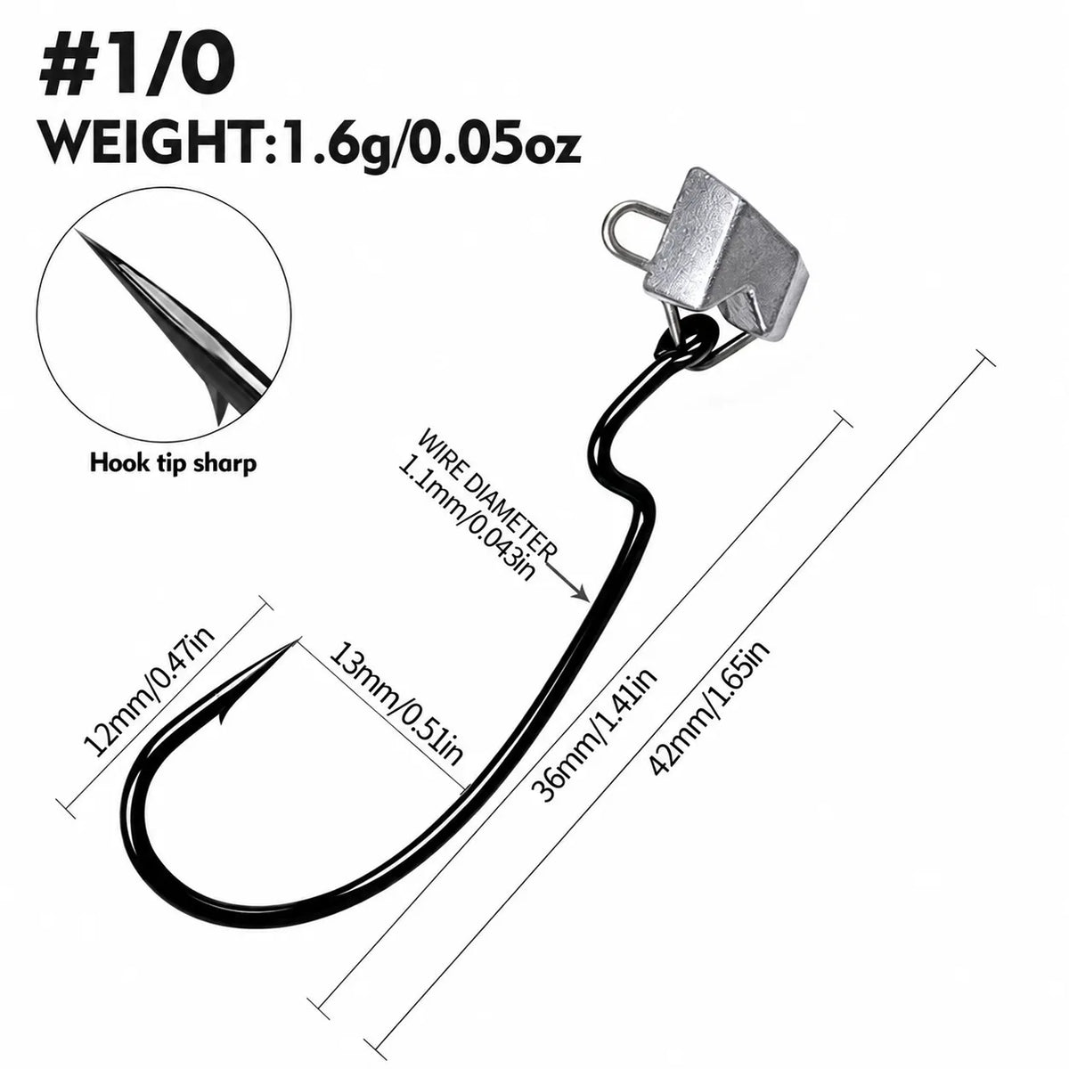 RAPTOR Weighted EWG Swimbait Hook-info-#1:0
