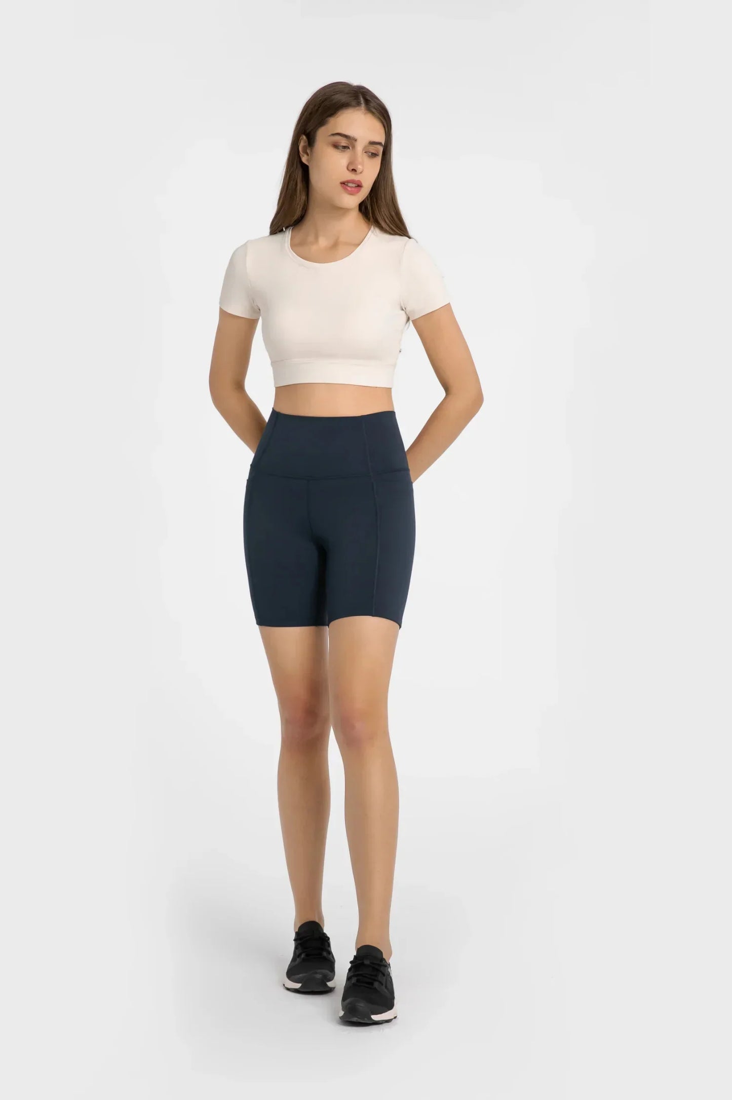 All Day High Waist Shorts-Marineblau