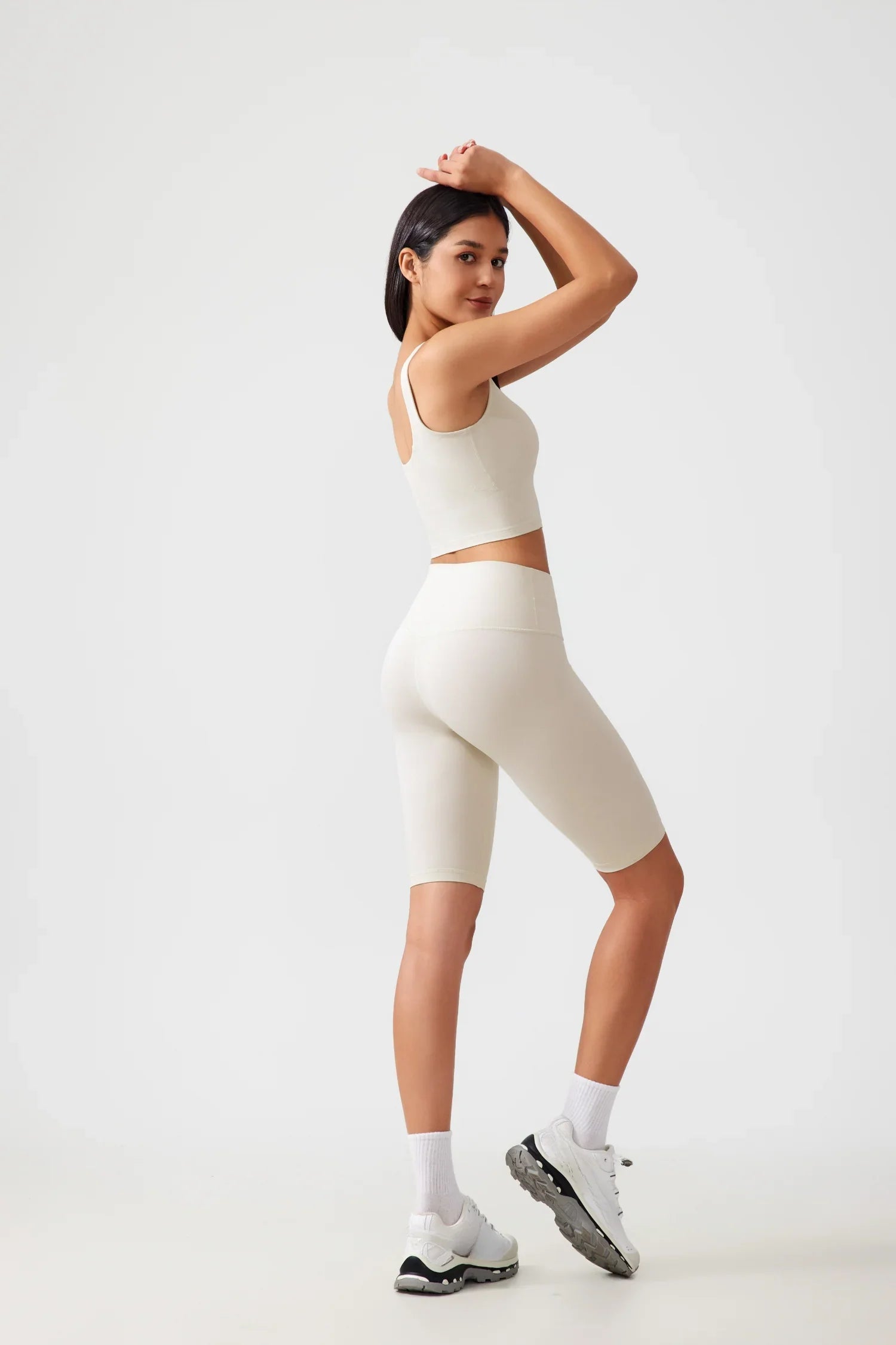 Short de fitness et de yoga pour le levage des hanches - Blanc d'œuf