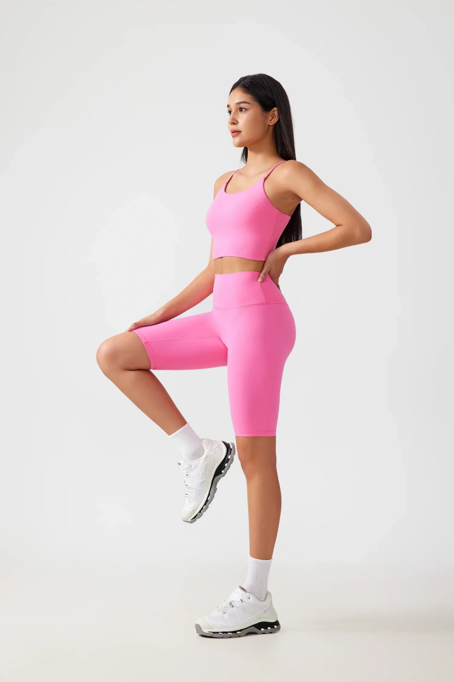 Short de yoga fitness pour le levage des hanches - Rose