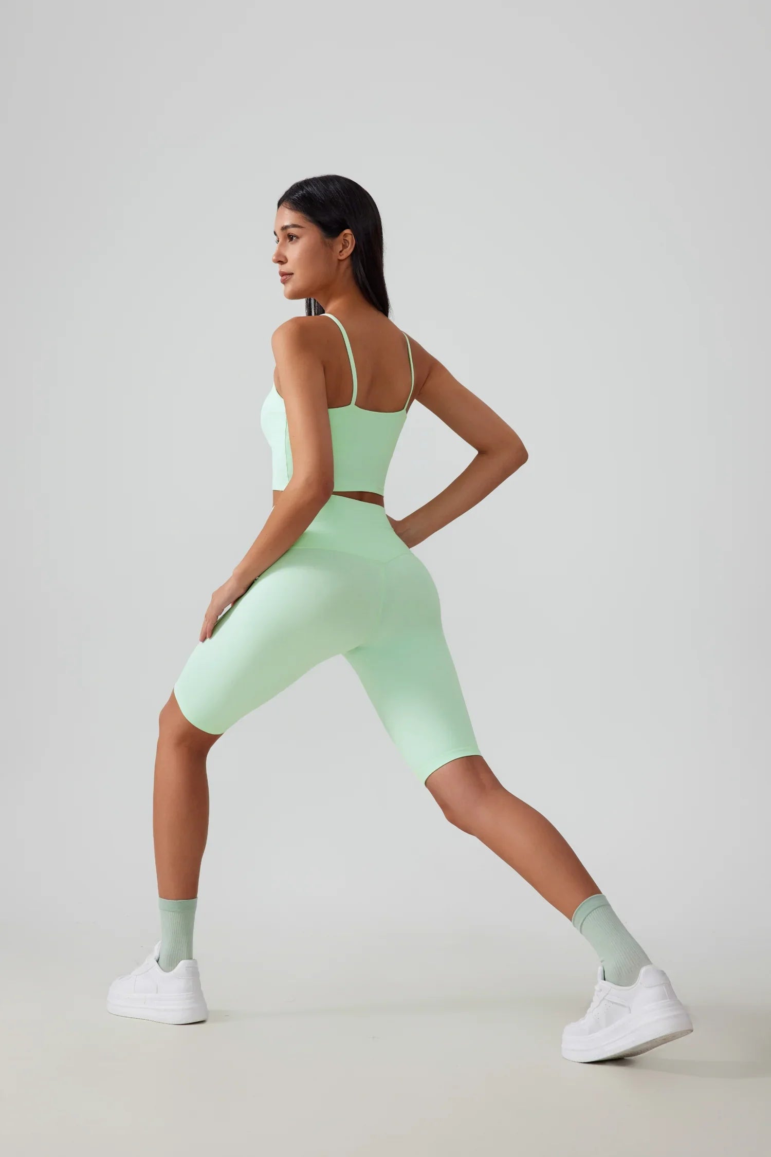 Short de yoga fitness pour le levage des hanches - Vert fluo