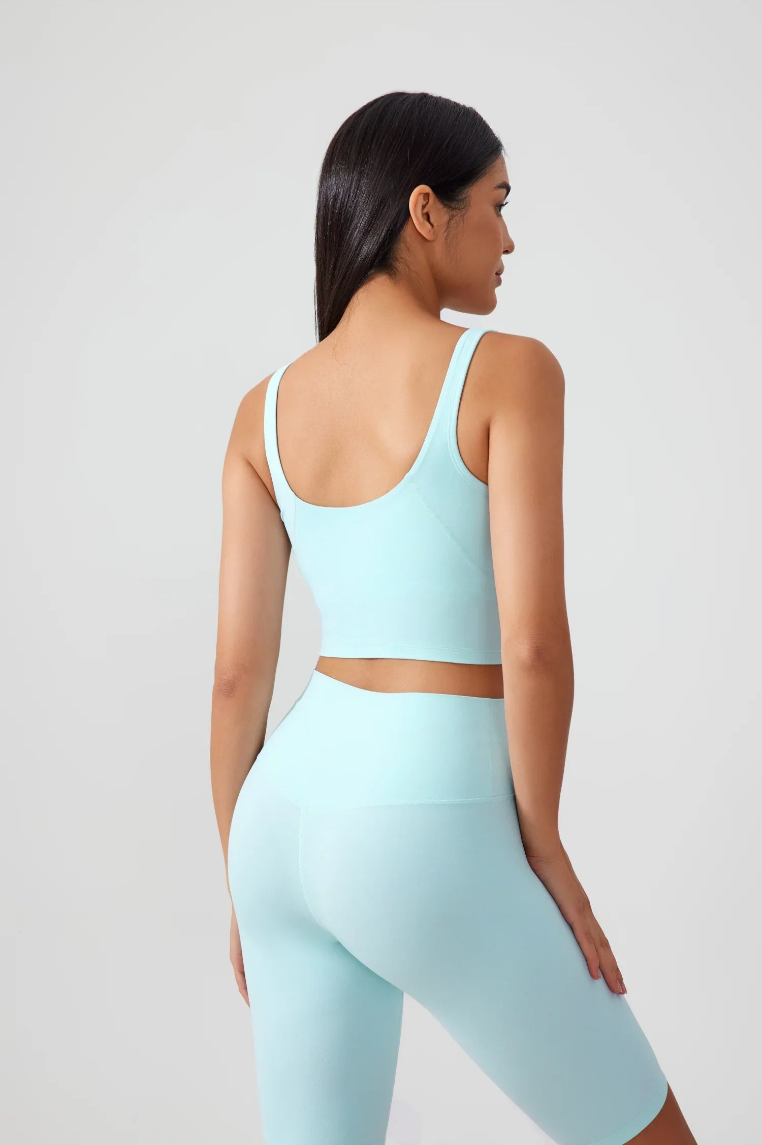 Débardeur de yoga court sans coutures - Bleu argenté