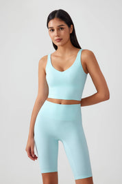 Débardeur de yoga court sans coutures - Bleu argenté