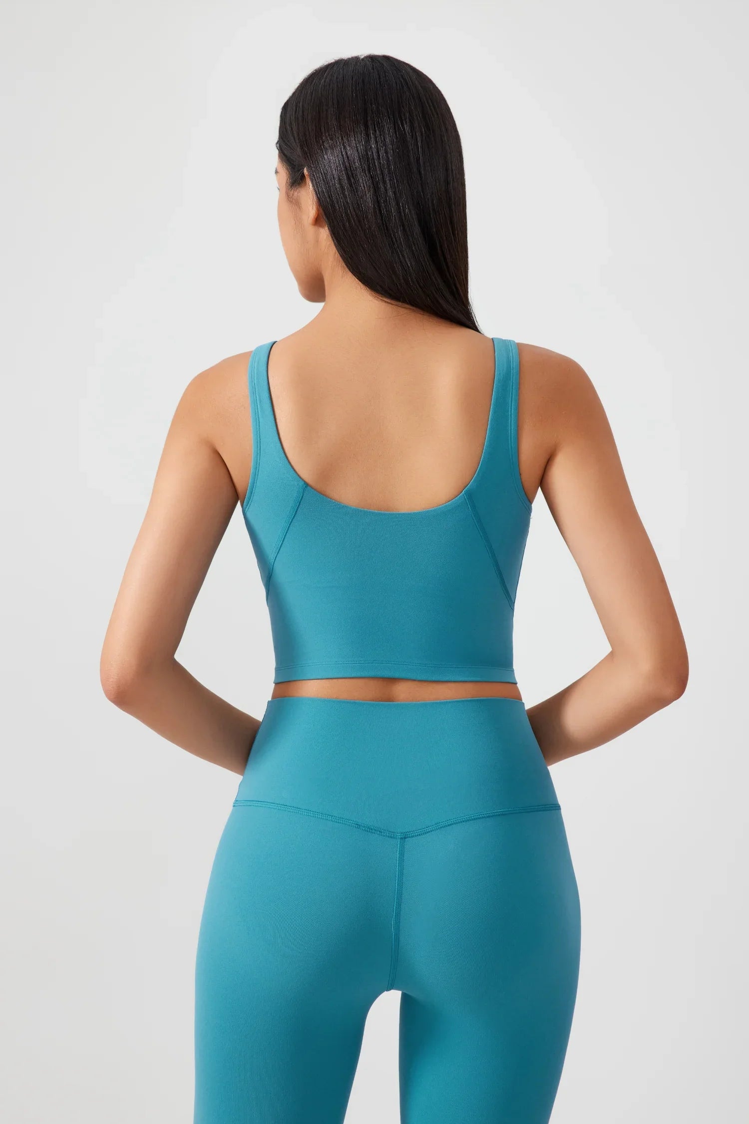 Crop Seamless Yoga Gym Tank-Cyanblau