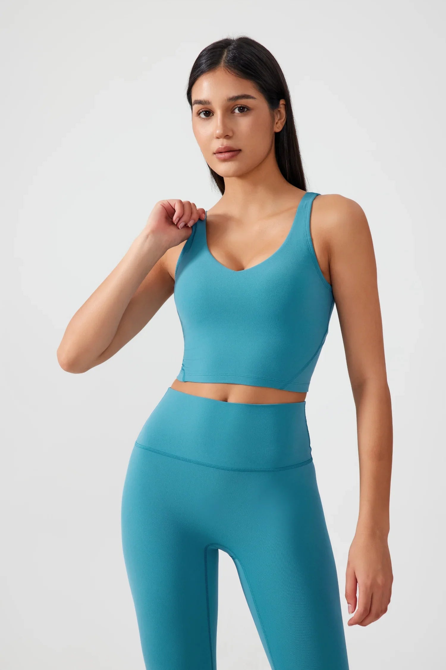 Crop Seamless Yoga Gym Tank-Cyanblau