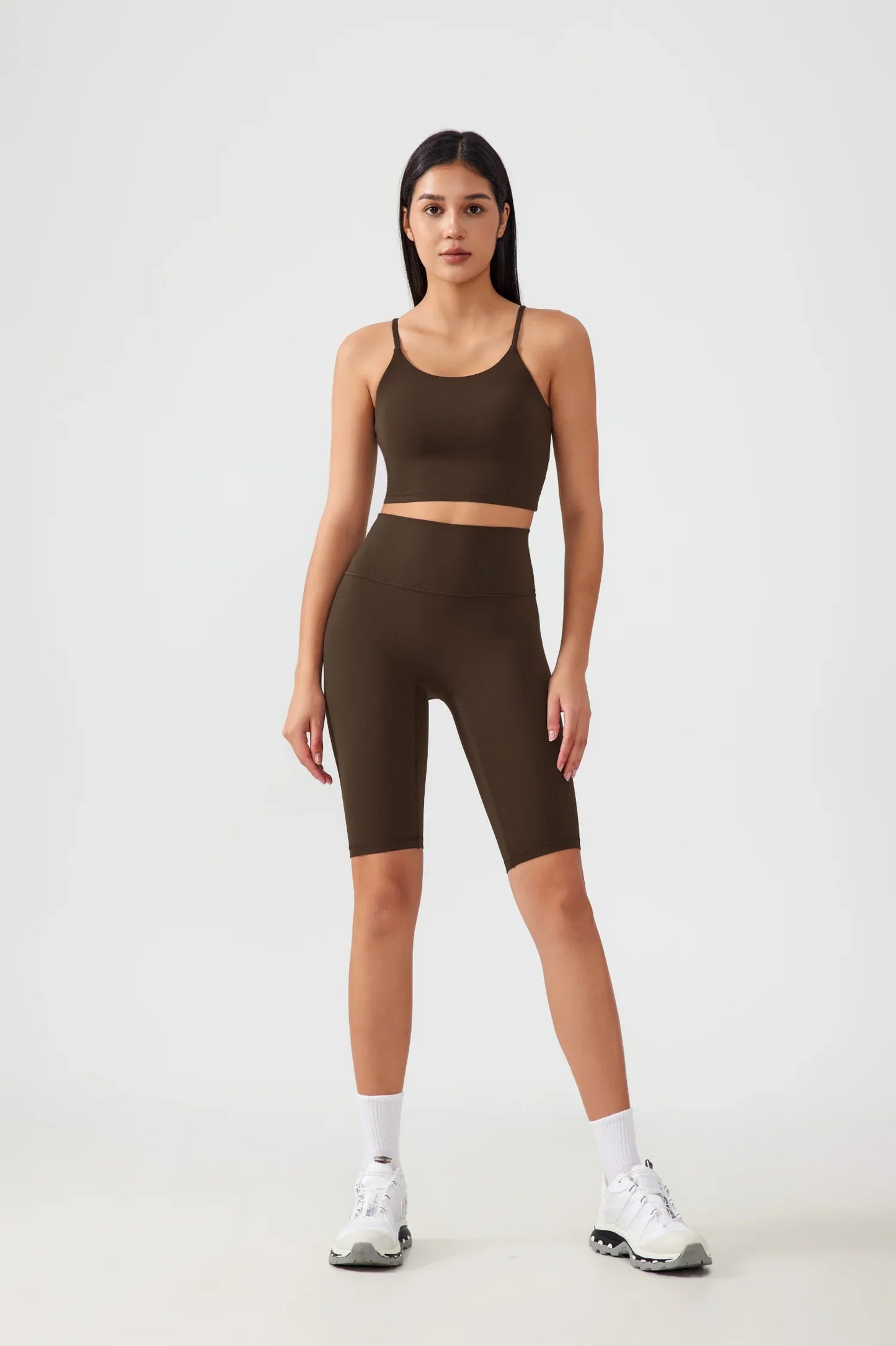 Short de yoga fitness pour le levage des hanches - Marron