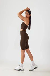 Short de yoga fitness pour le levage des hanches - Marron