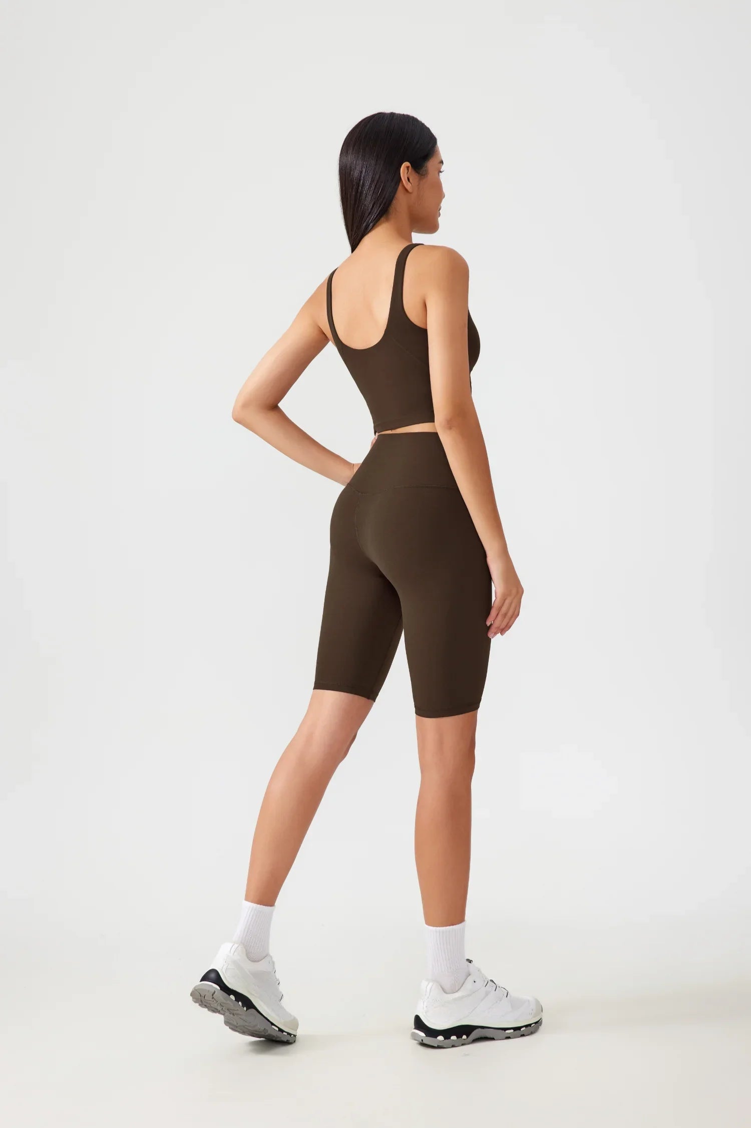 Short de yoga fitness pour le levage des hanches - Marron
