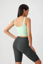 Débardeur de yoga court sans coutures - Vert fluo