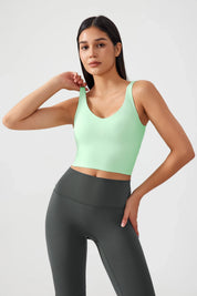 Débardeur de yoga court sans coutures - Vert fluo