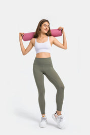 Velafit High-Waisted Workout Leggings-Moss green