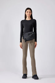 Slim Fit Yoga Fitness Long Sleeve Top-Black