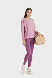 Loose Casual Yoga Long Sleeve Top-Pink