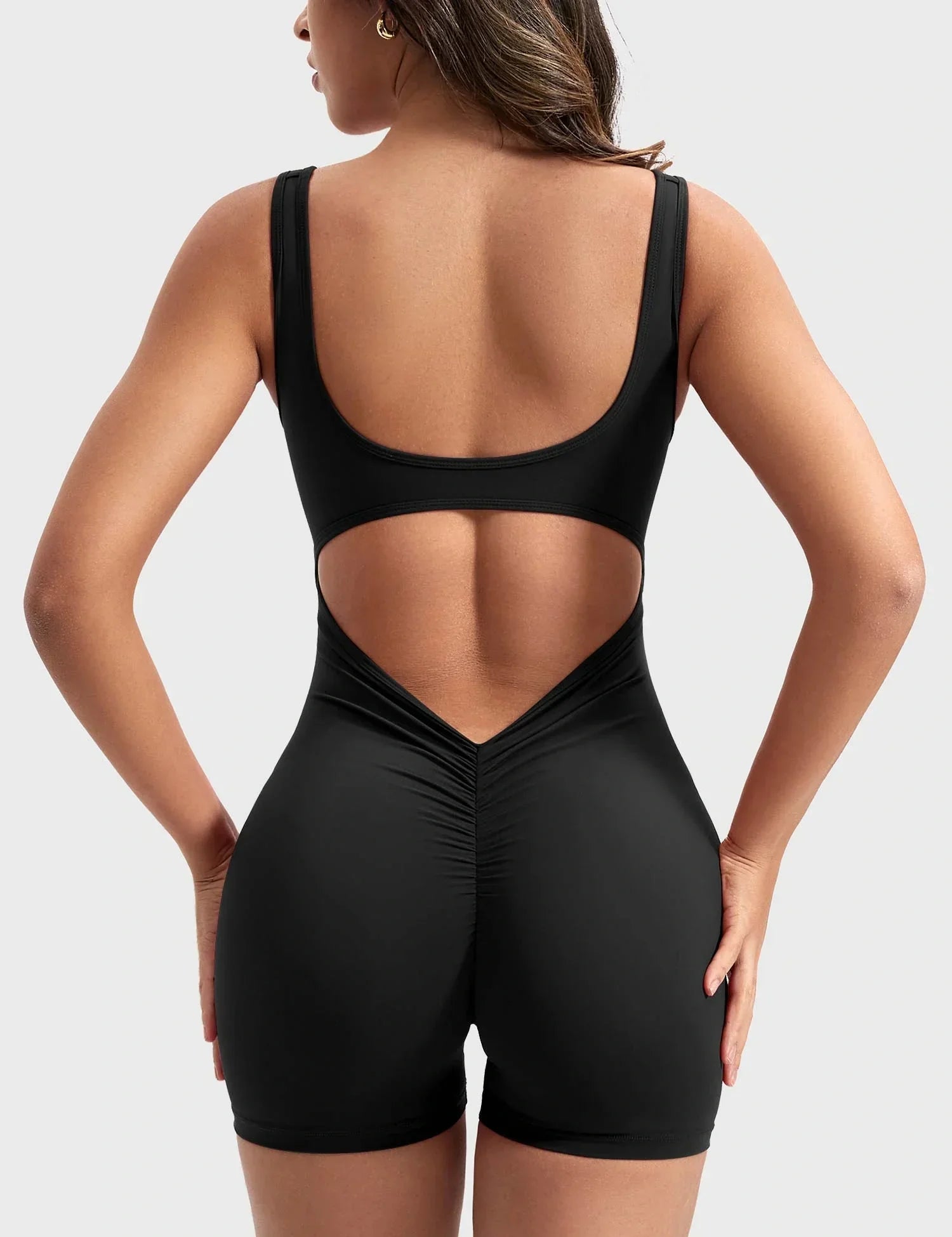 Velafit Lizvette V-Back Romper-Black