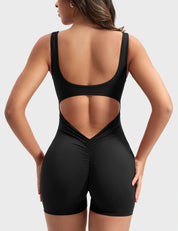 Velafit Lizvette V-Back Romper-Black