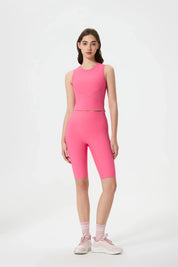 Short de fitness taille haute liftant les fesses - Rose