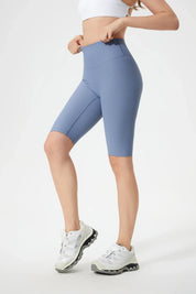 Short de fitness taille haute liftant les fesses - Bleu brume