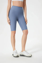 Short de fitness taille haute liftant les fesses - Bleu brume