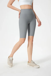 Fitness-Shorts mit hoher Taille und Po-Lifting-Hellgrau
