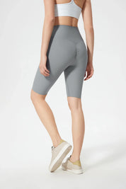 Fitness-Shorts mit hoher Taille und Po-Lifting-Hellgrau