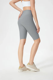 Fitness-Shorts mit hoher Taille und Po-Lifting-Hellgrau
