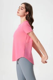 All Day Sports Longline Tee-Pink