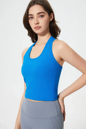Power Medium Impact Bra Tank-Capri blue