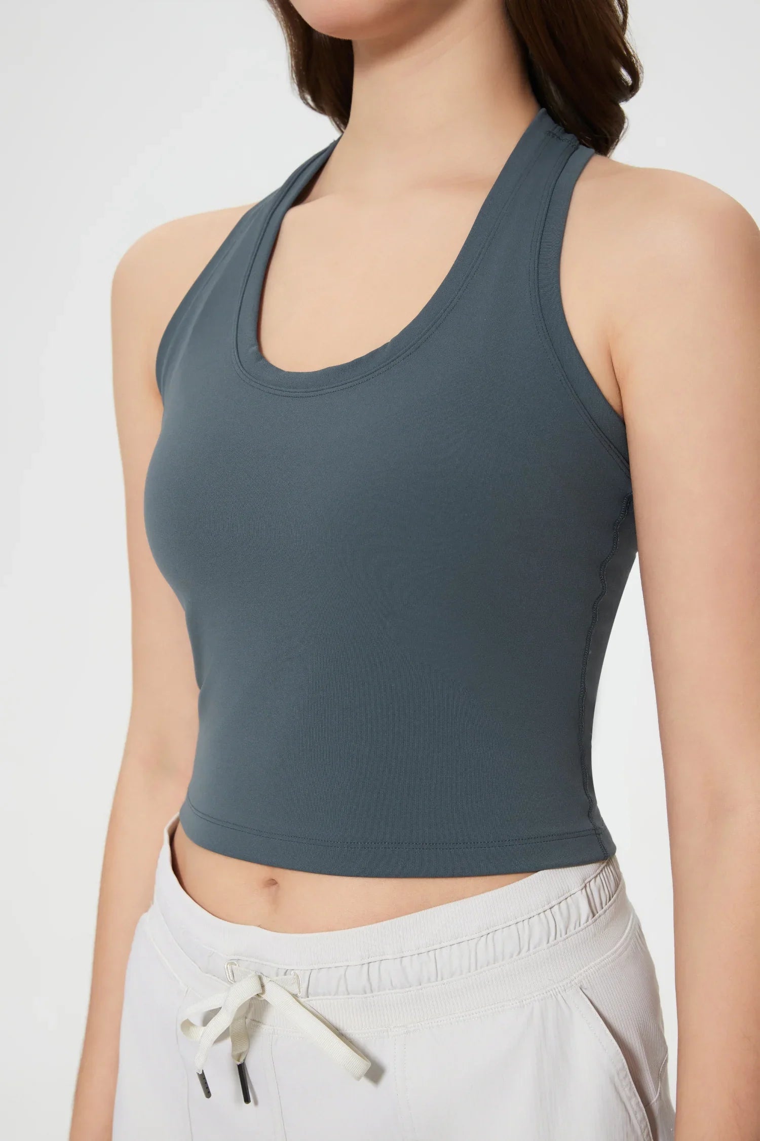 Power Medium Impact Bra Tank-Oil grey