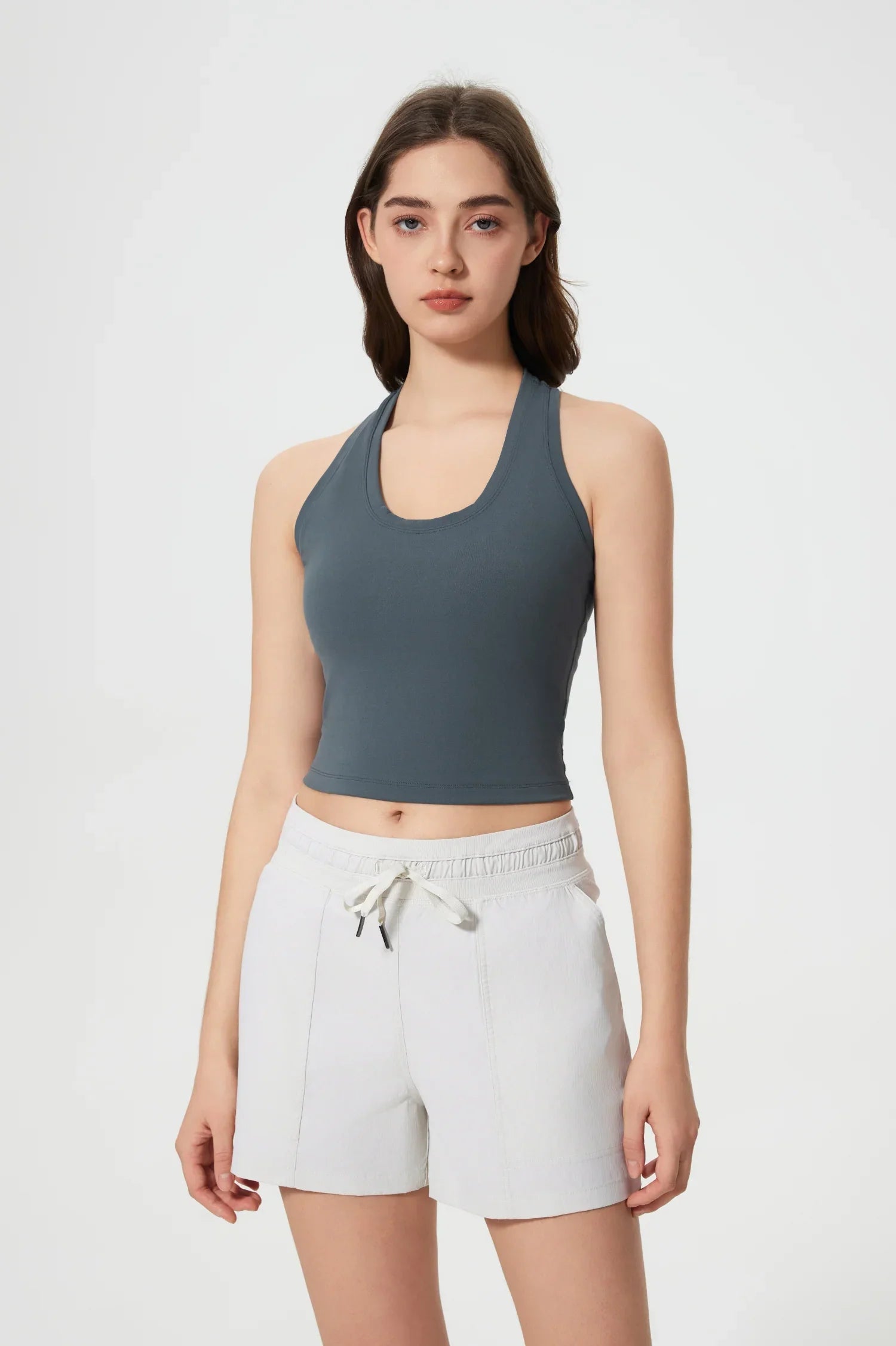 Power Medium Impact Bra Tank-Oil grey