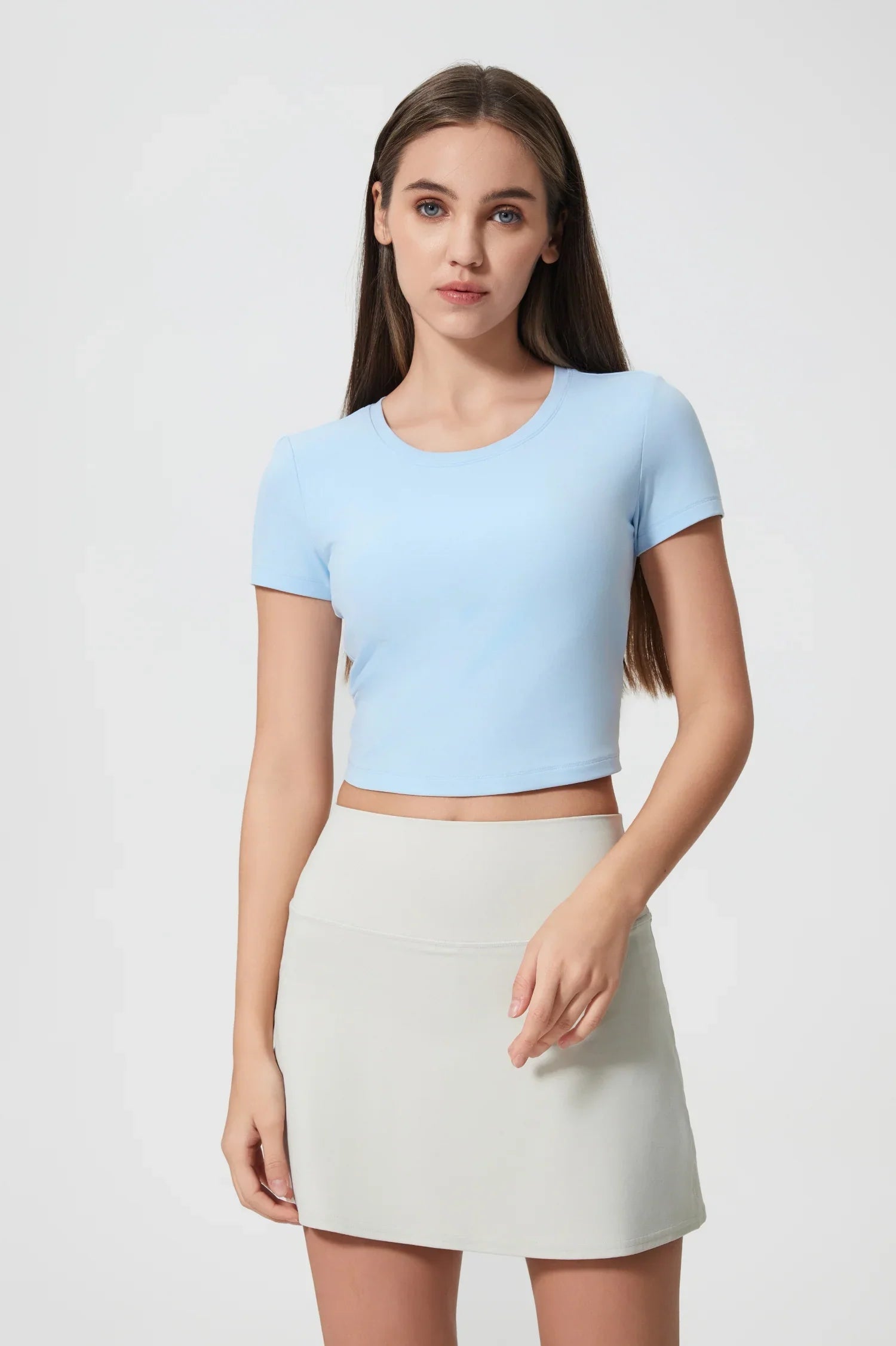 Athlete Seamless Workout Tee-Light blue