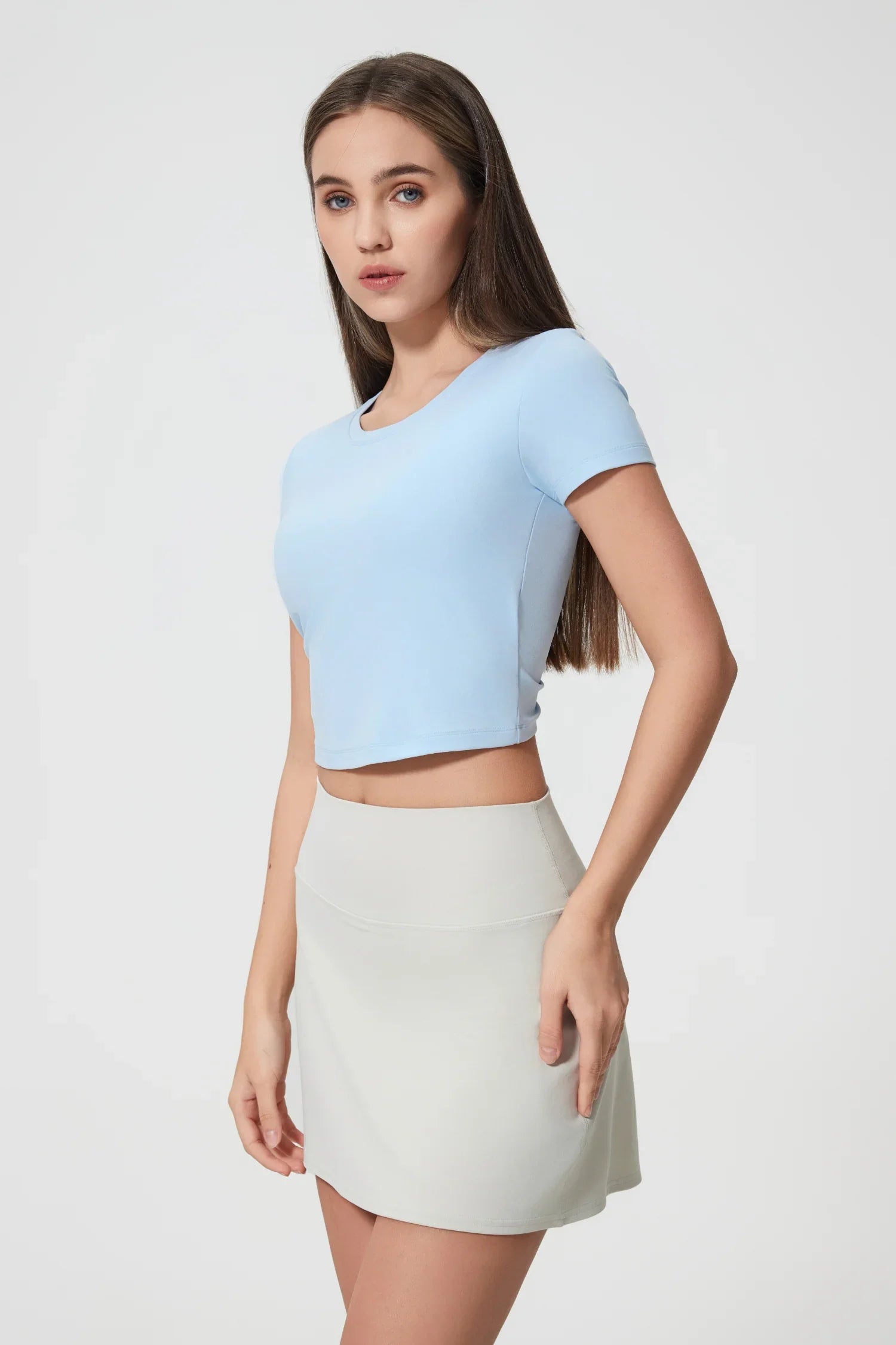 Athlete Seamless Workout Tee-Light blue