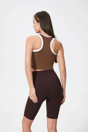 Débardeur de sport court sans coutures - Marron