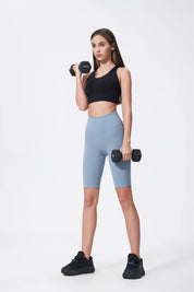 Short de sport taille haute rehaussant les hanches - Gris bleu 