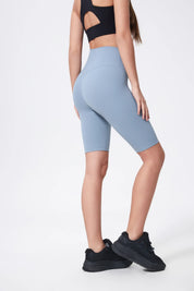 Short de sport taille haute rehaussant les hanches - Gris bleu 